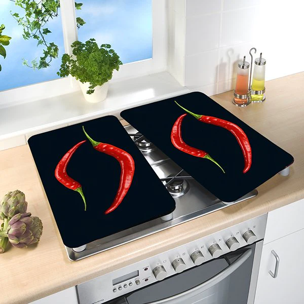 Set de 2 couvre plaques protection motifs Piments Wenko by Maximex