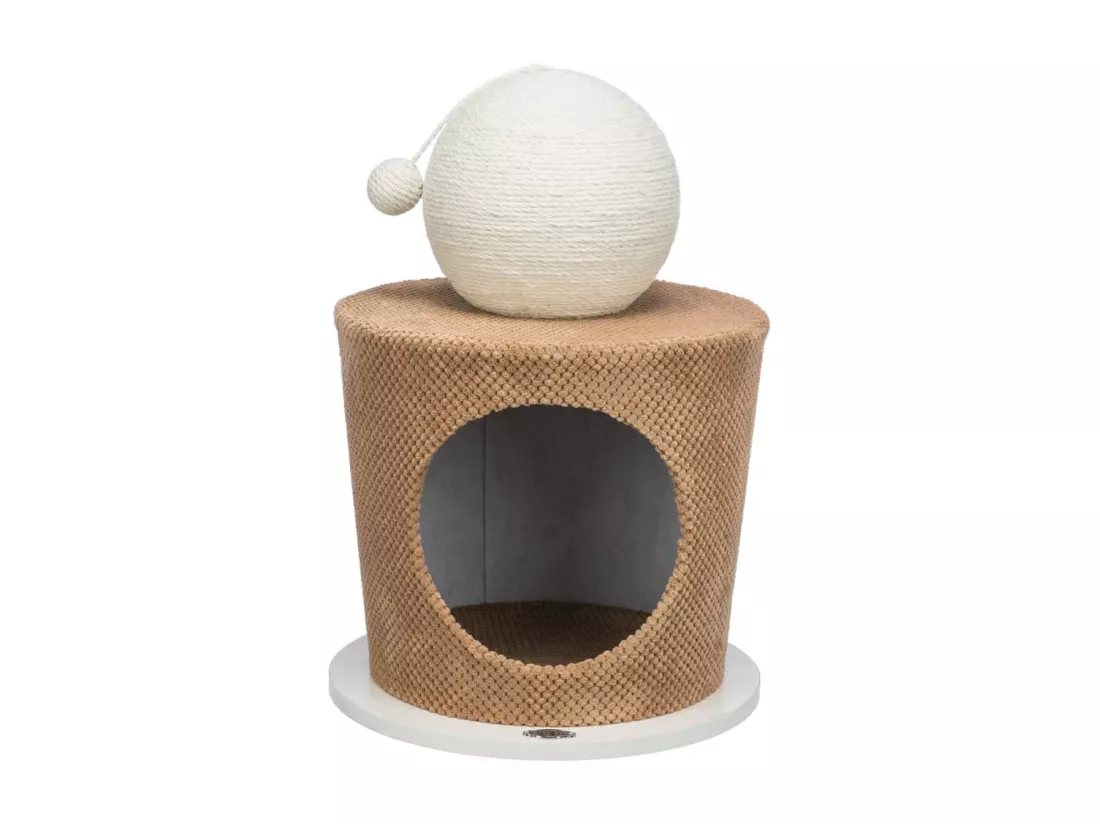 Grotte pour chat avec balle à gratter 36x50 cm Taupe