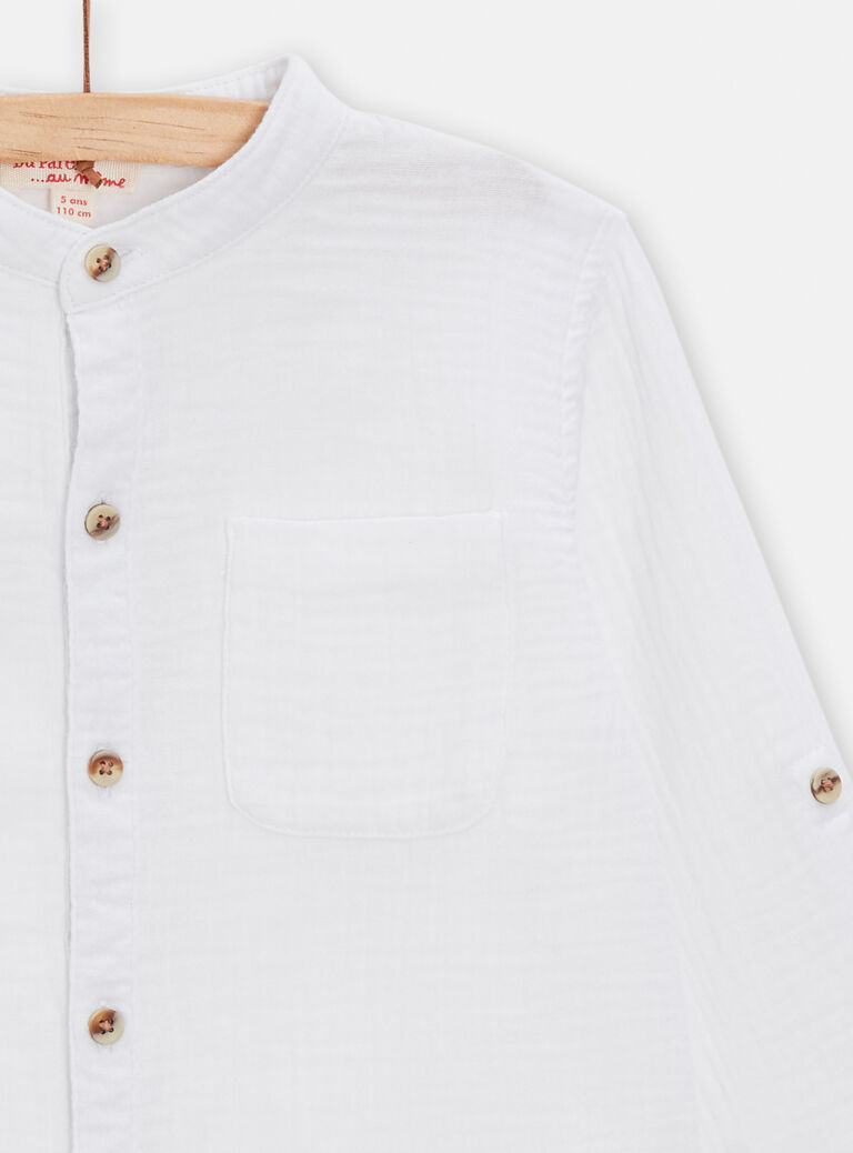 Chemise blanche en gaze de coton pour garçon