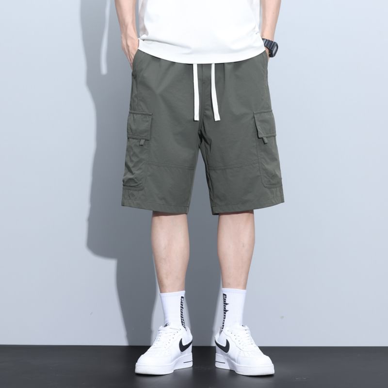 Denimic - Effen shorts met trekkoordtaille