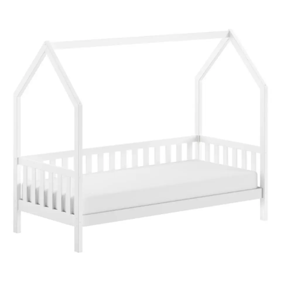 Bedhuisje Home - 90x200 cm - met hekje - wit dennenhout