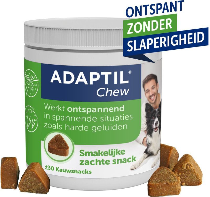 Adaptil Chew 30 stuks - Smakelijk kauwtabletten voor honden - Vermindert angst en spanning - Veilig en niet verslavend