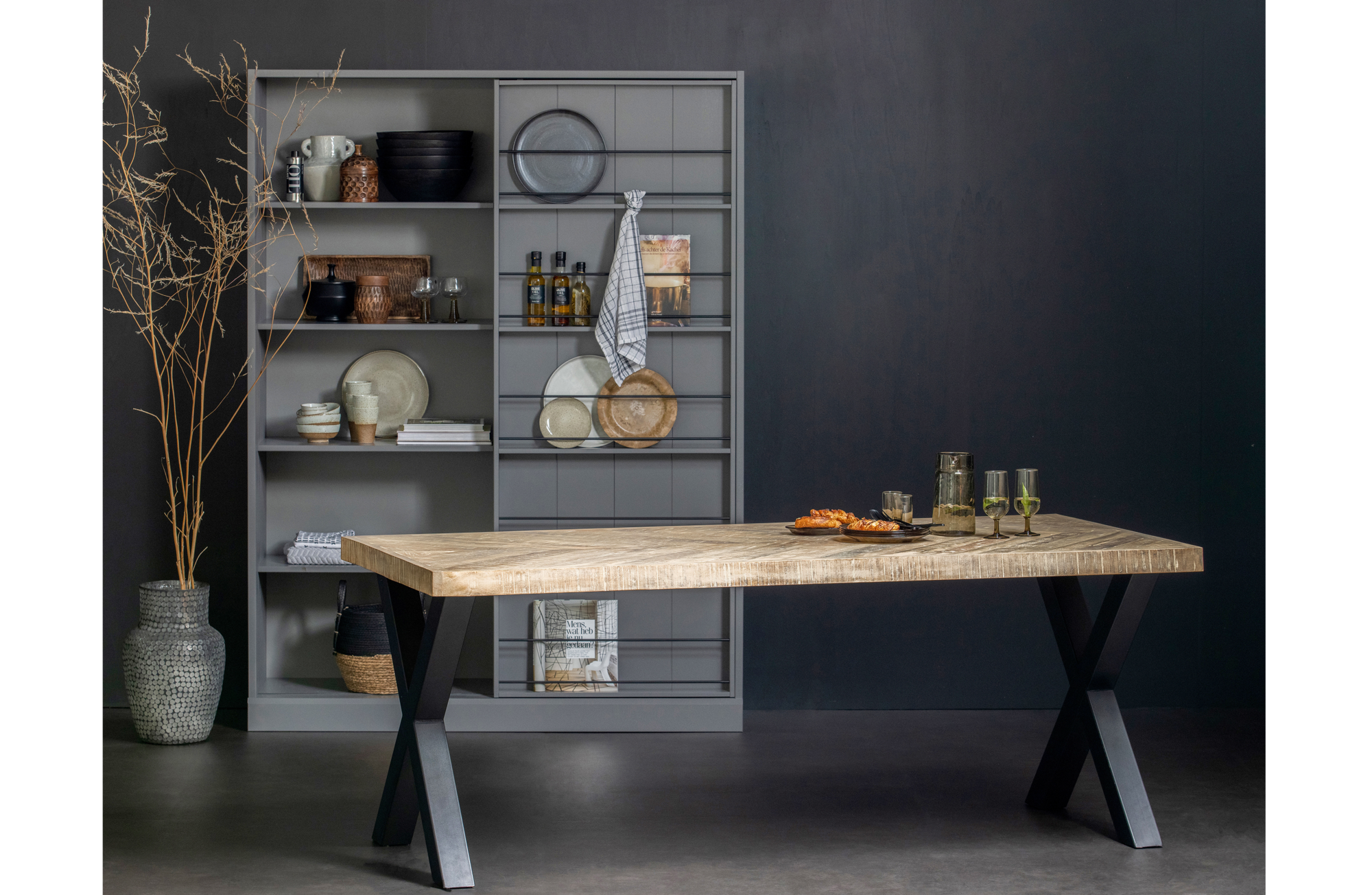 WOOOD tafel Tablo mango visgraat 180x90 Tablo Tafel Mango Visgraat 180x90 - U-poot