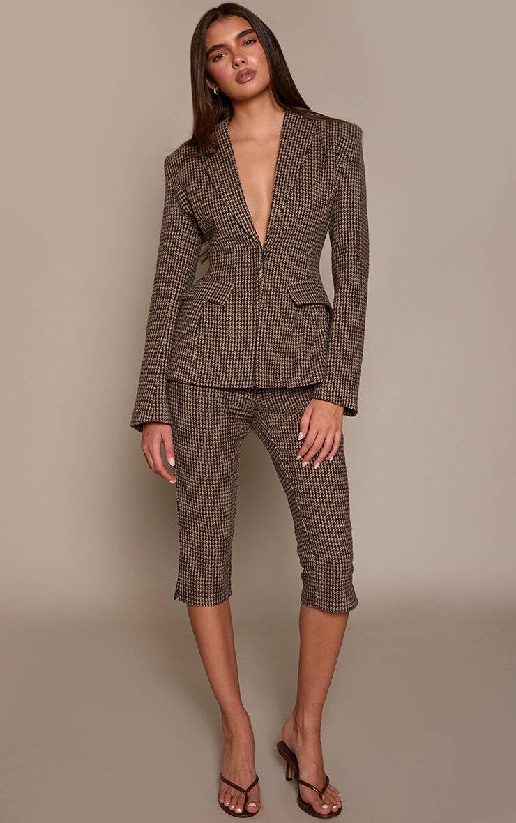 Marron Ensemble Tailleur Capri À Pied-de-poule