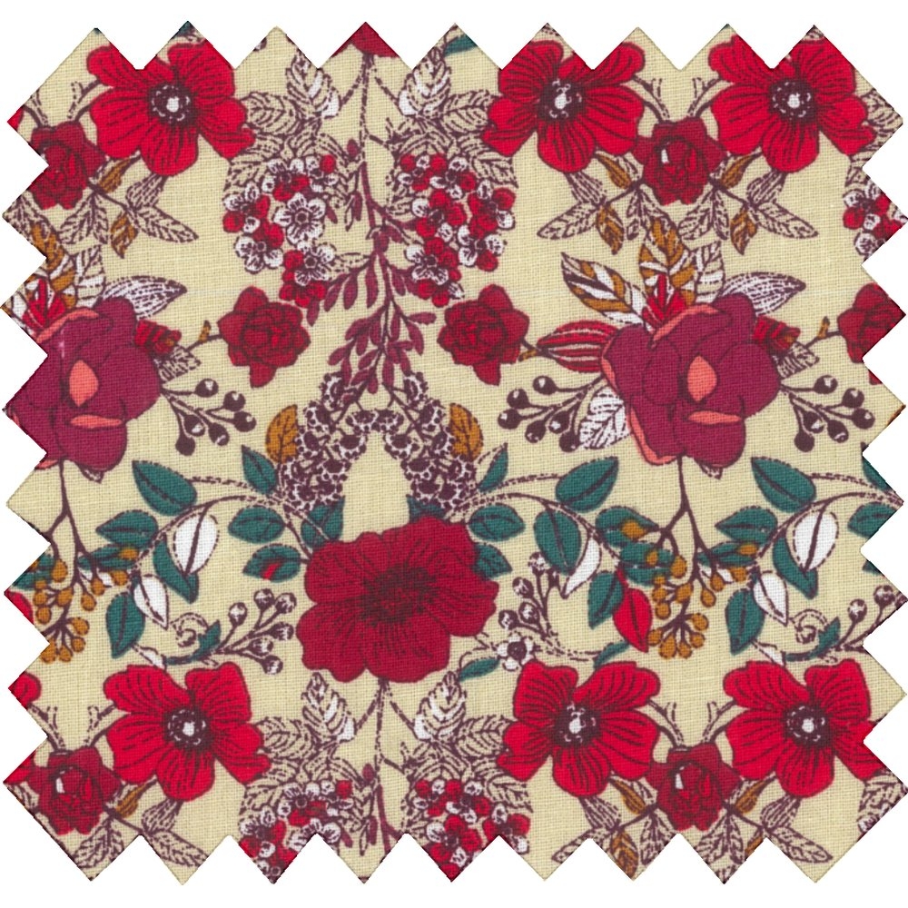 Coupon Tissu 1 M Coquelicot Rouge