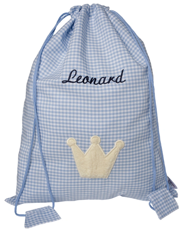 Personalisierter Turnbeutel KRONE hellblau (Farbe: pink)
