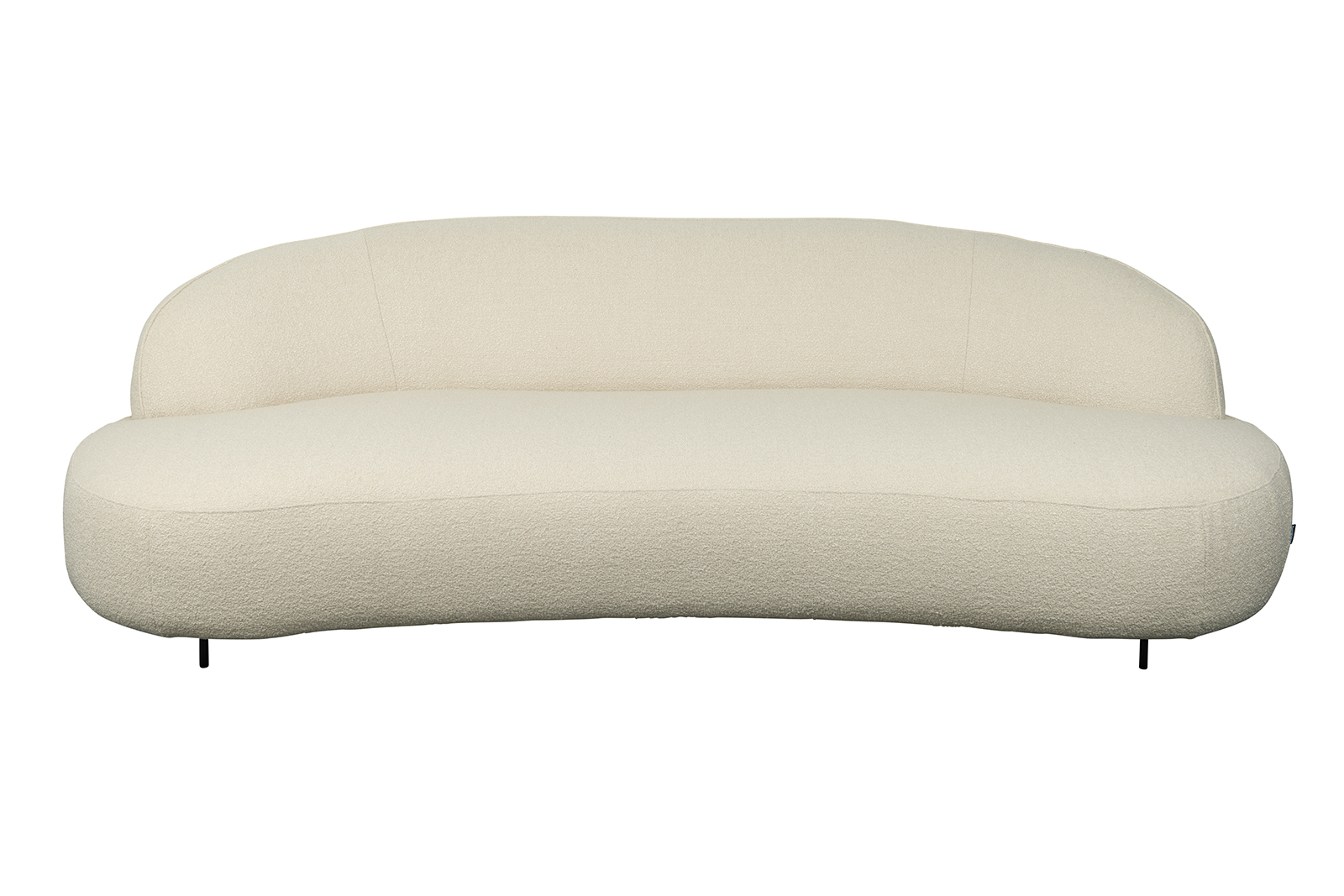 Aria sofa 3-seter. I bouclétekstil Gianni Cream med sorte metallben.