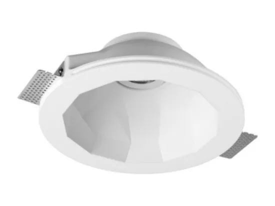 Colerette Downlight Intégration Plâtre/Pladur Dodeca pour Ampoule LED GU10 / GU5.3 Coupe Ø253 mm UGR17 Blanc
