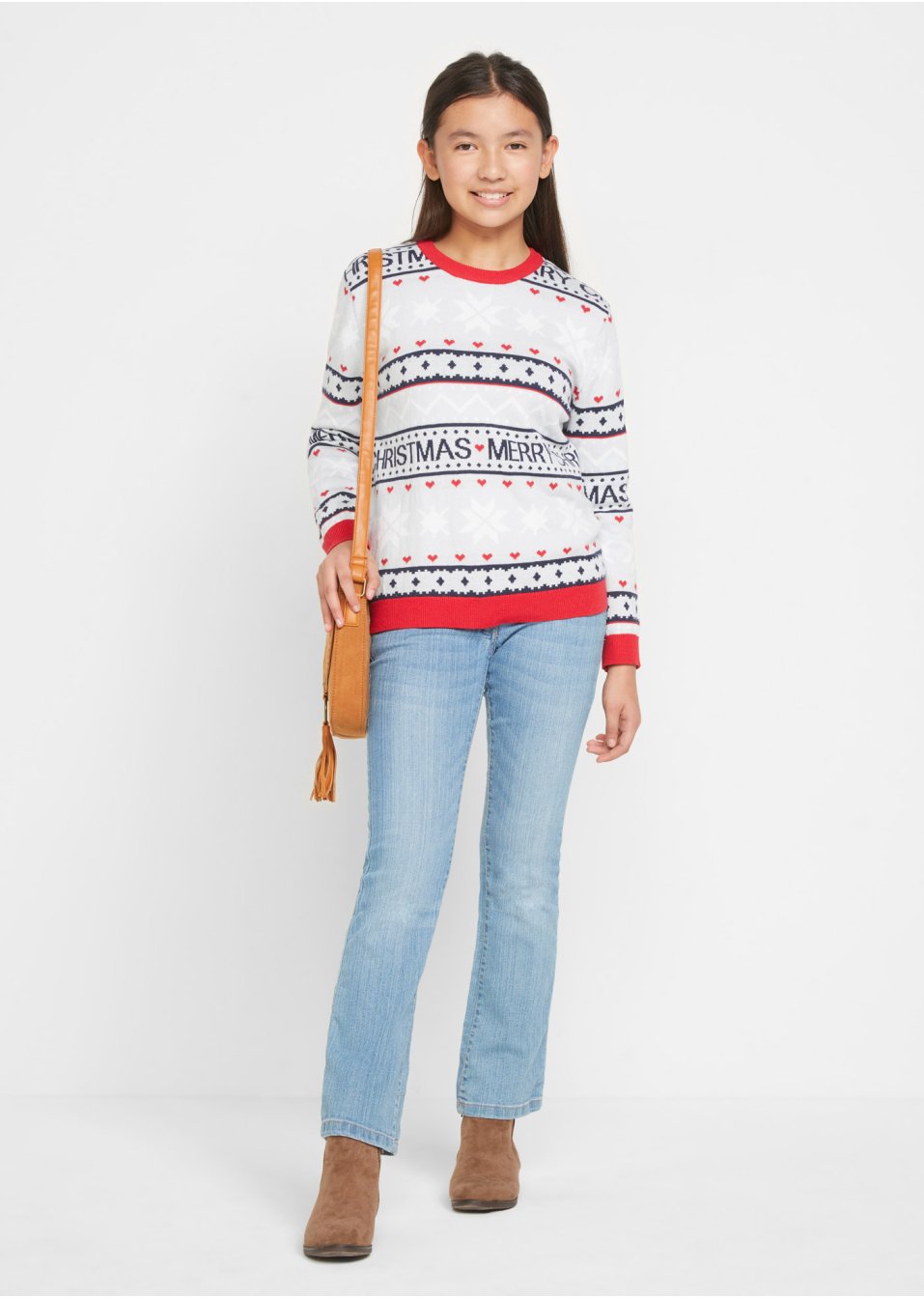 Pull en maille fille à motif norvégien