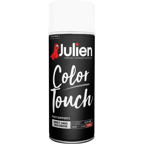 Peinture brillante multi-supports Color Touch Julien - Aérosol de 400 ml, blanc brillant