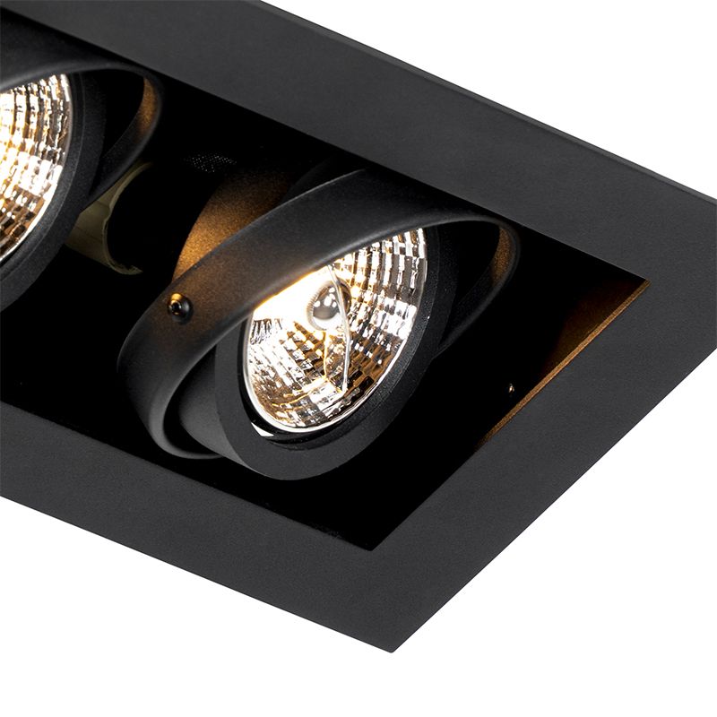 Smart inbouwspot zwart 2-lichts verstelbaar incl. 2 Wifi GU10 70mm - Oneon 70