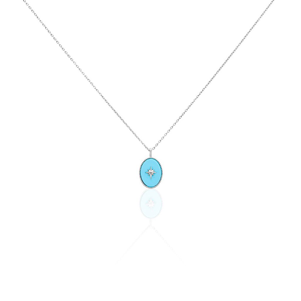 Collier Goddess Argent Blanc Turquoise