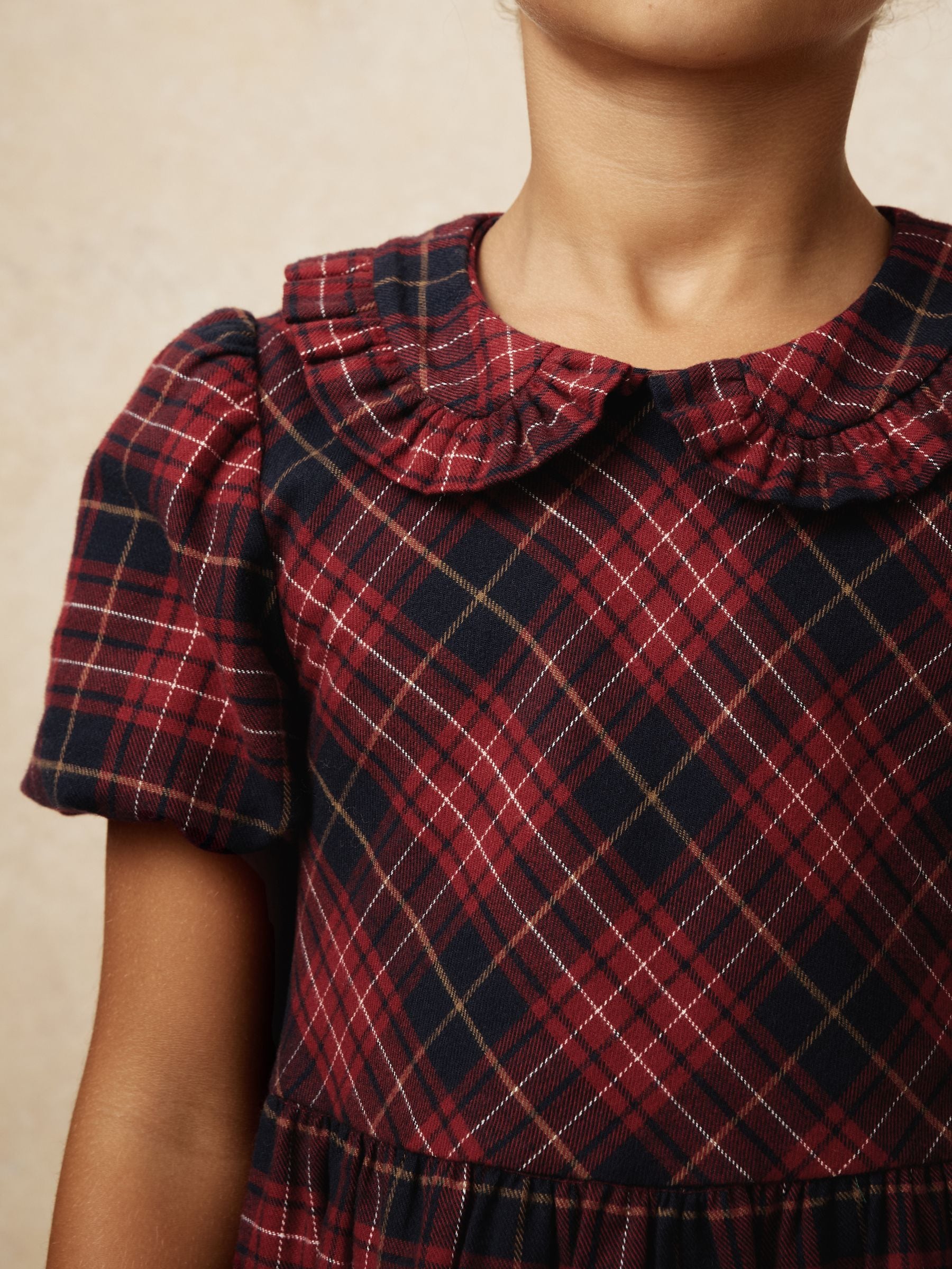 Reiss Demi Cotton Peter-Pan Collar Tartan Dress