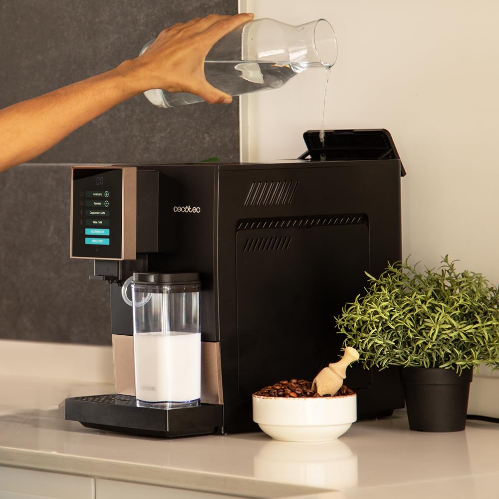 Cecotec Machine a Cafe Grain Cremmaet Compactccino Black Rose.19 barres,Thermoblock, Grains de café fraîchement moulus avec Plug&Play,Réservoir de caf