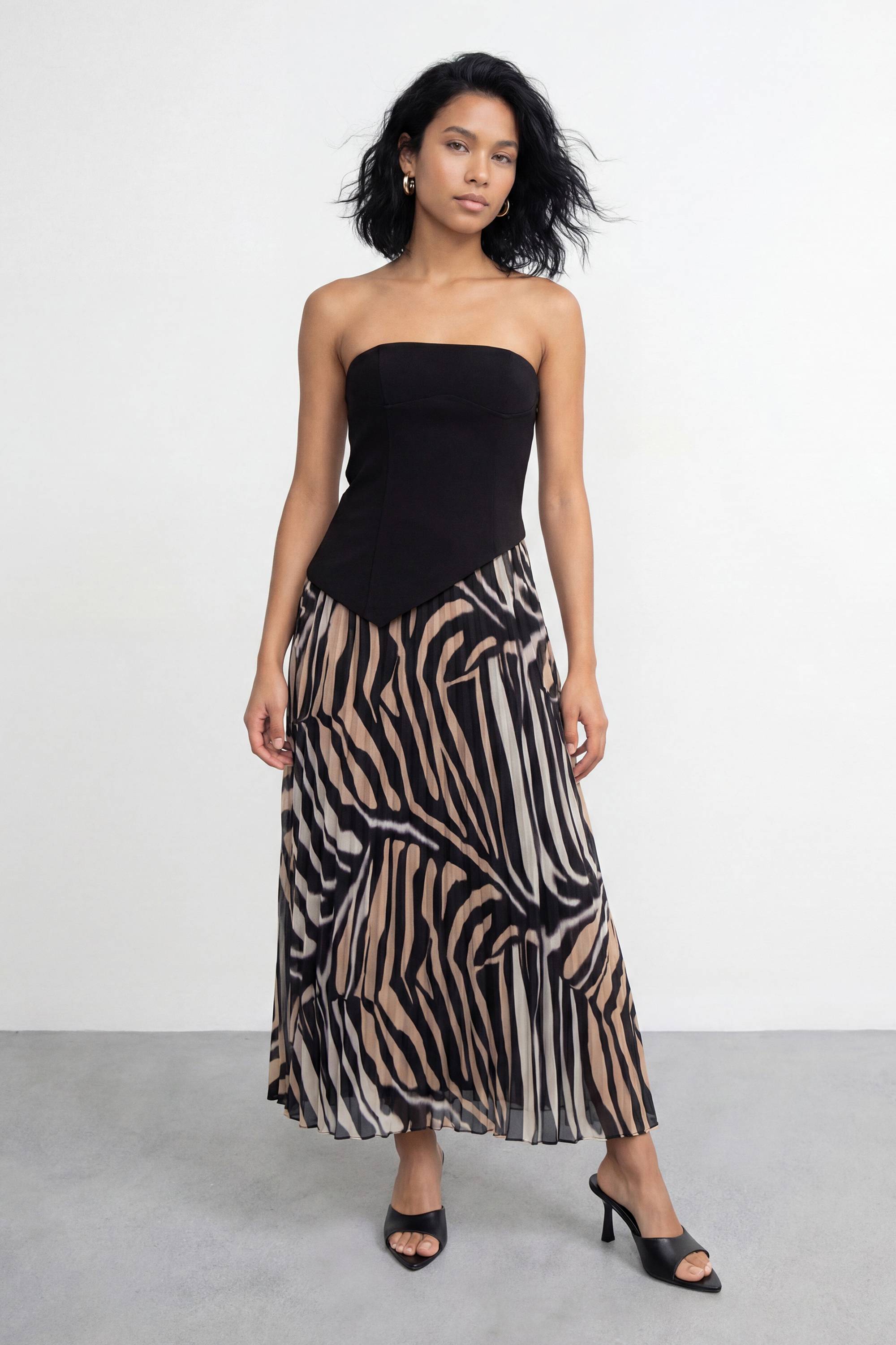 Warehouse Robe Midi En Mousseline Plissée À Bustier Bandeau