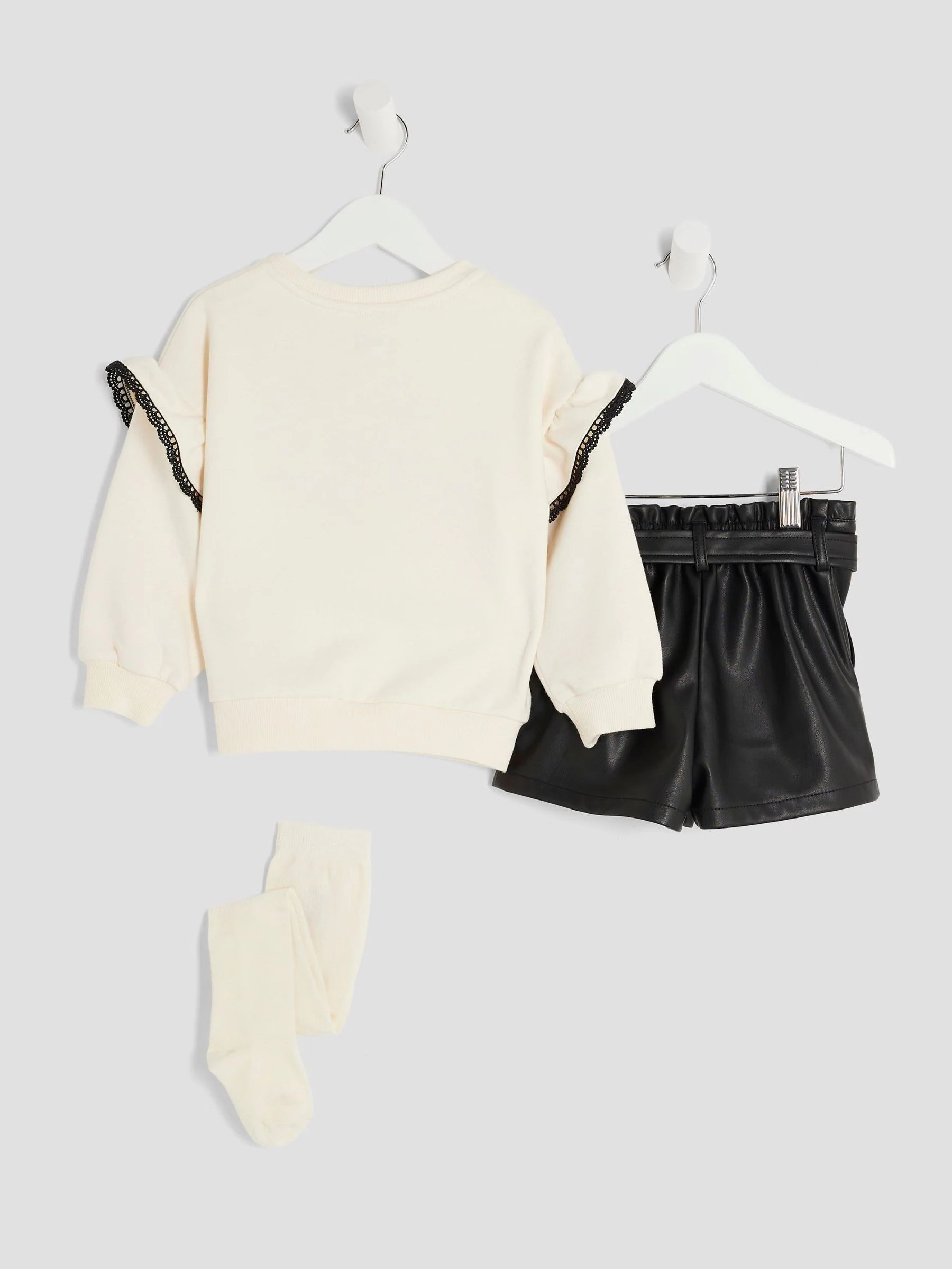 River Island Girls Faux Leather Shorts Sweaters And Leggings Set 3 Pack