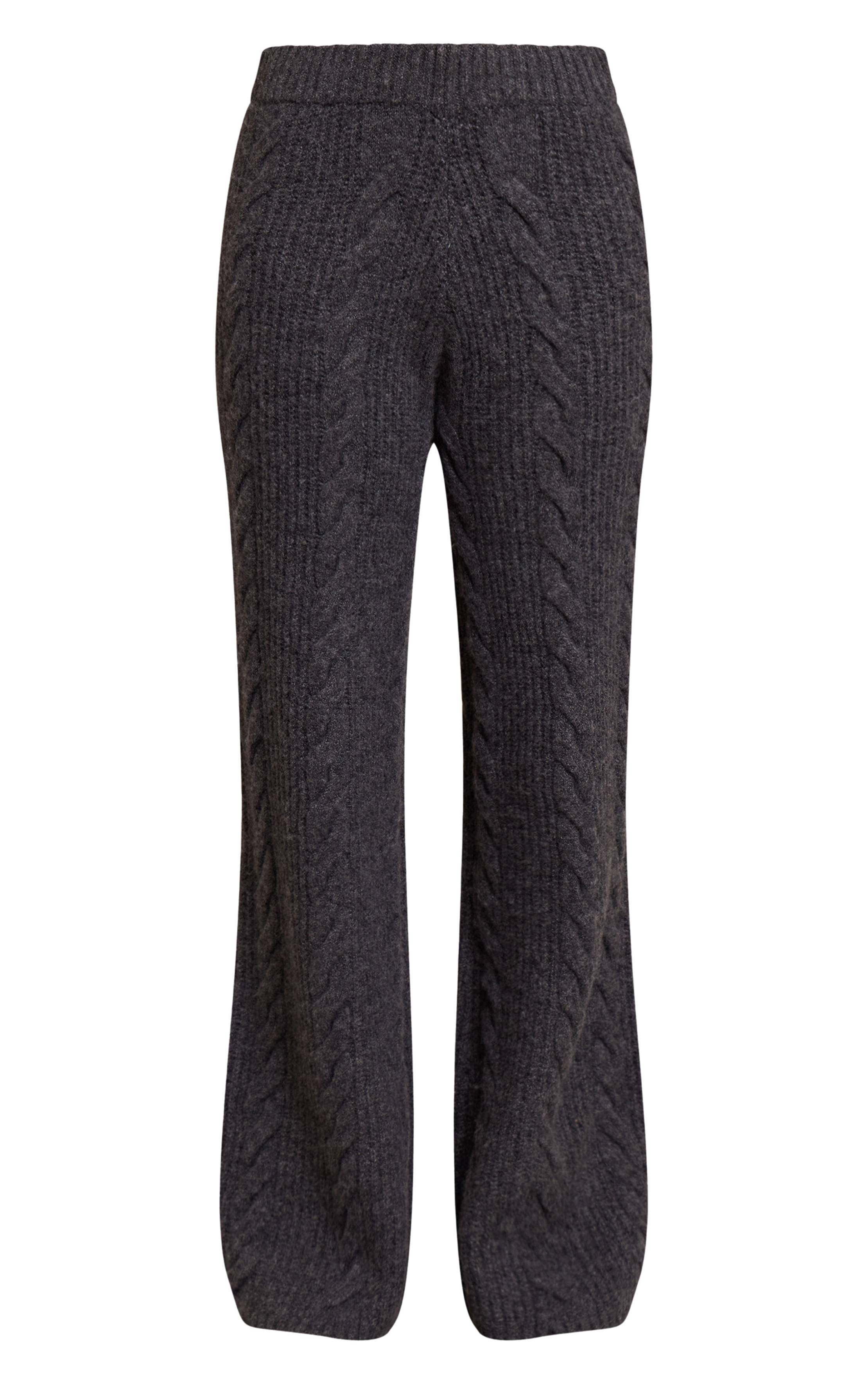 Charbon Pantalon En Tricot Torsadé