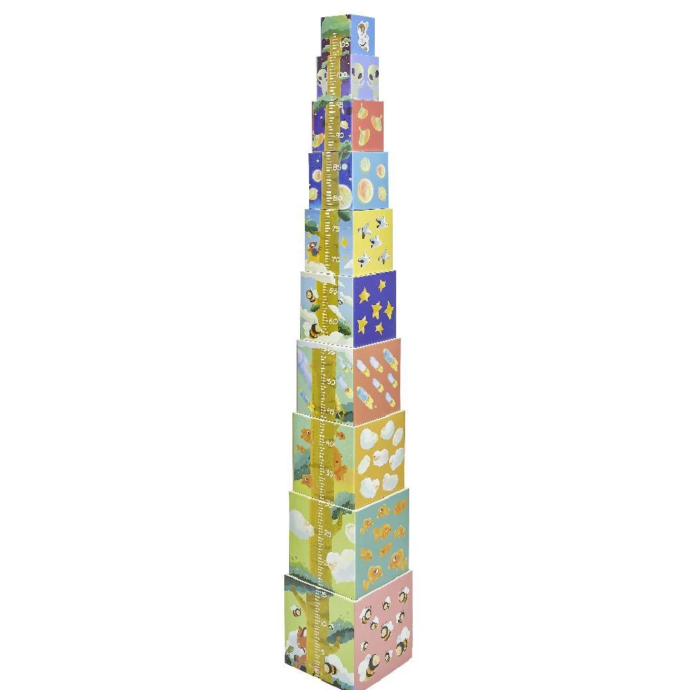 Pyramide d'éveil 10 cubes en carton à empiler H.110 cm