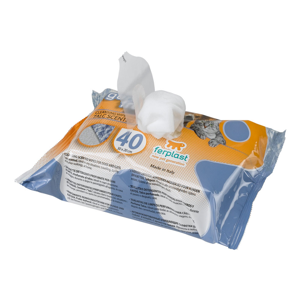 Ferplast genico fresh 40 talc lingettes nettoyantes parfumées talc 40 pièces