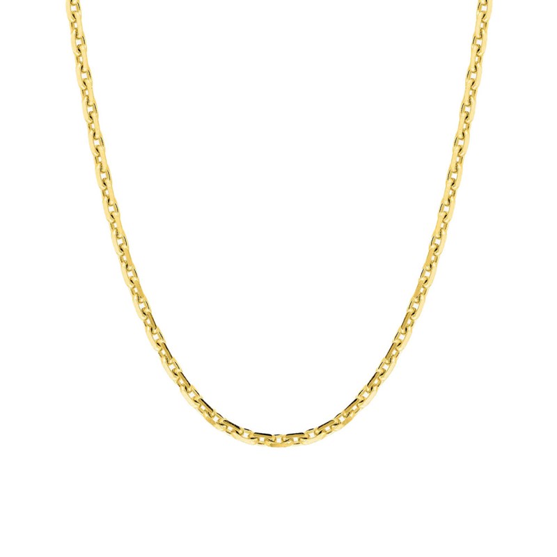 Chaîne mixte 40 cm - Maille Forçat diamanté - Or 18 Carats - Largeur 2.40 mm