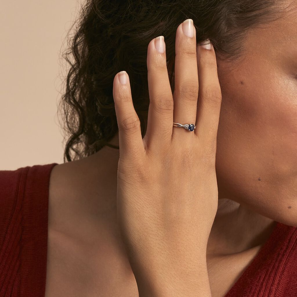 Bague Cassie Or Blanc Saphir Et Diamant
