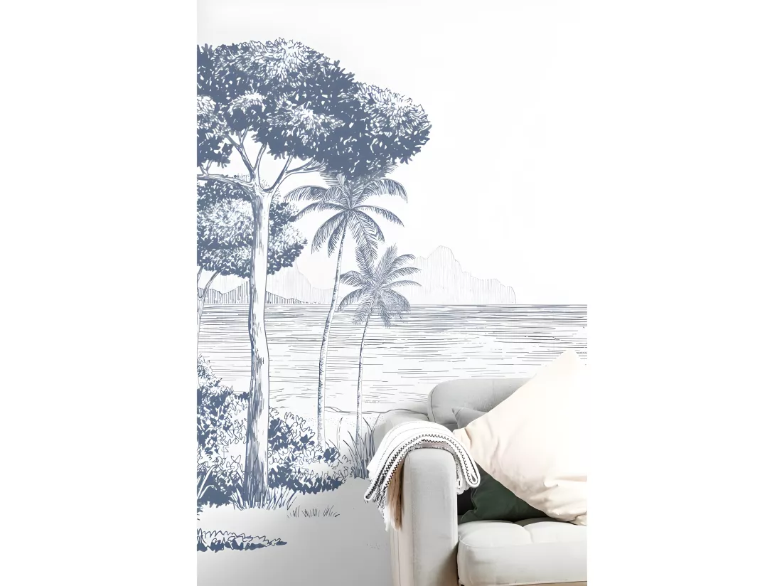 Papier Peint Panoramique L432xH270cm - La Plage Encre - Papier intissé 150gr/m2