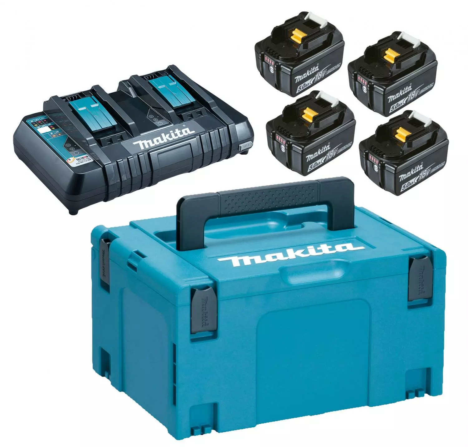 Makita 197626-8 18V Li-Ion accu starterset (4x 5.0Ah)   duolader in Mbox