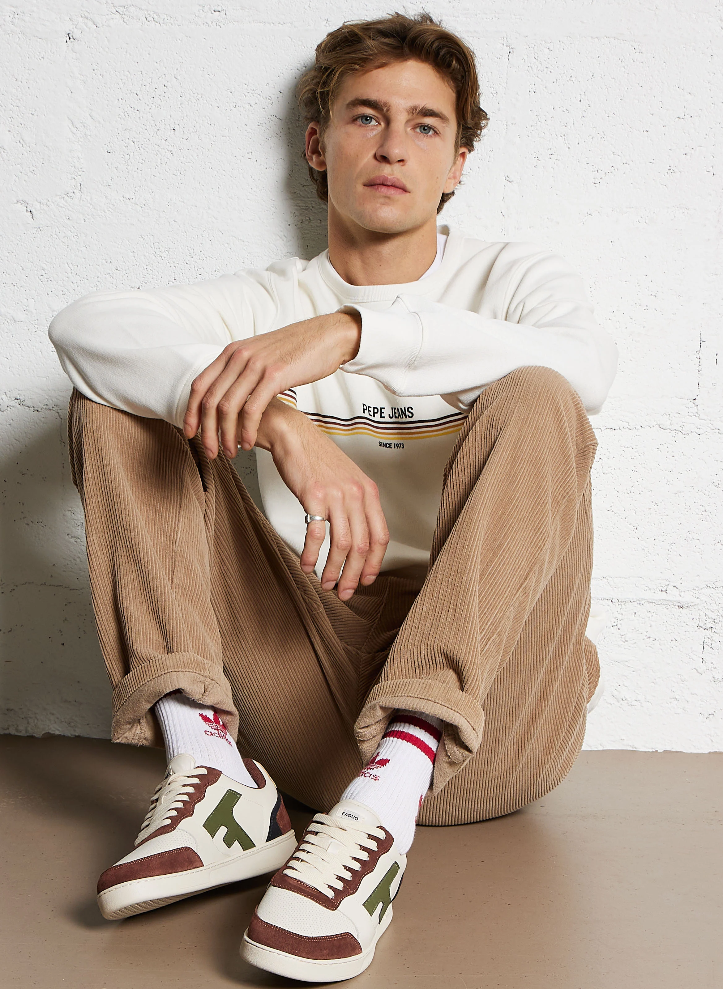 SANDER - Sweat col rond en coton | Blanc