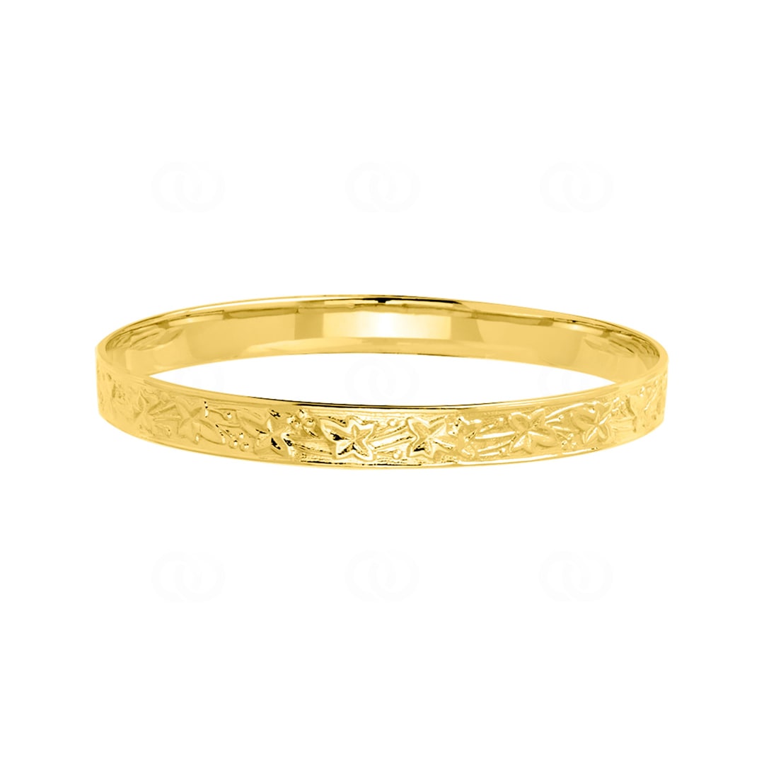 Armreif rund 750/18 K Gelbgold verziert 7.5mm