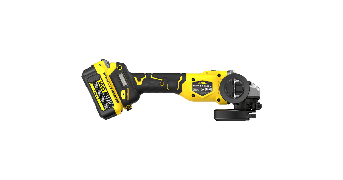 StanleyFATMAX V20 18V Haakse slijper 125mm  (Zwart/geel, Accu en oplader inbegrepen, met koffer)
