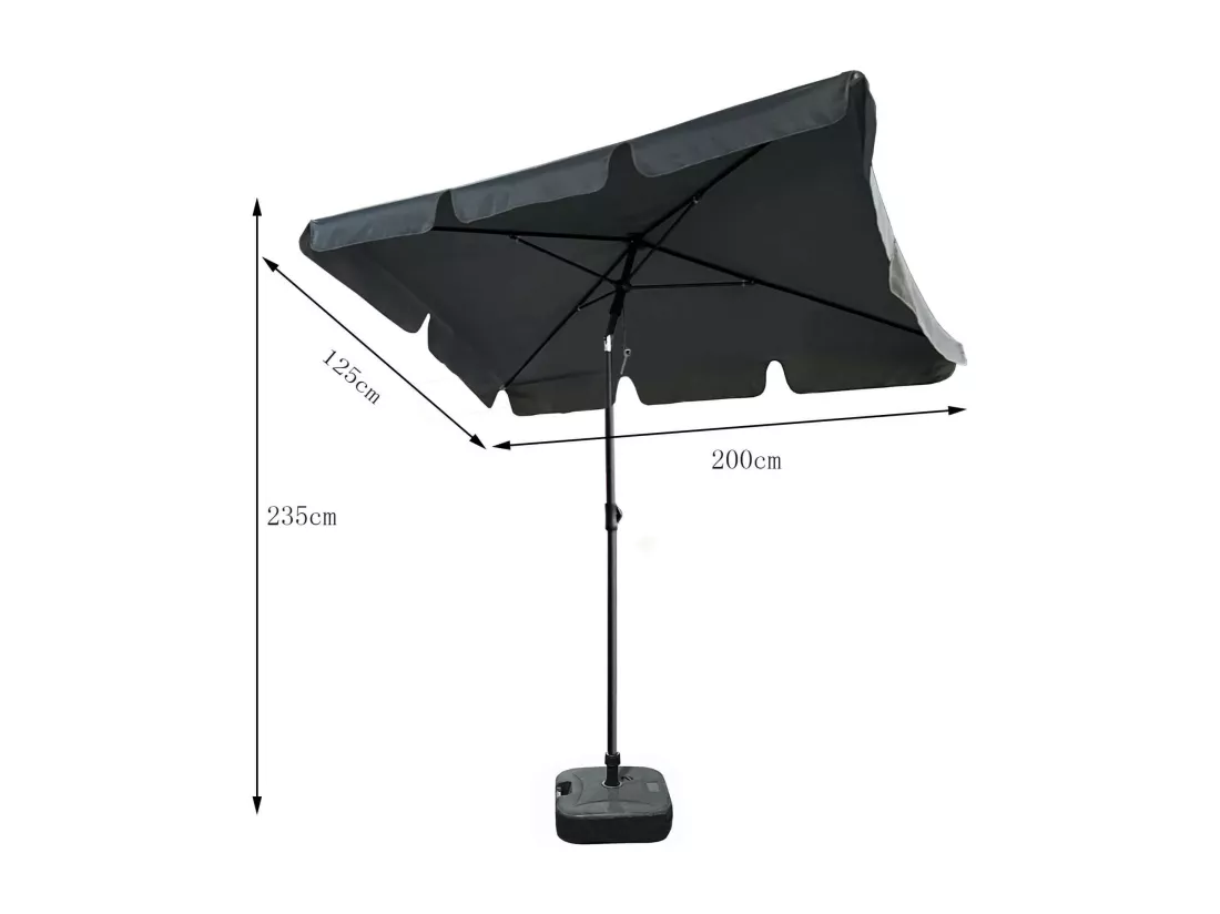Parasol de plage FLOKS avec protection UV gris foncé, Poids 2,8 kg Dimensions L200xl123xH235 cm
