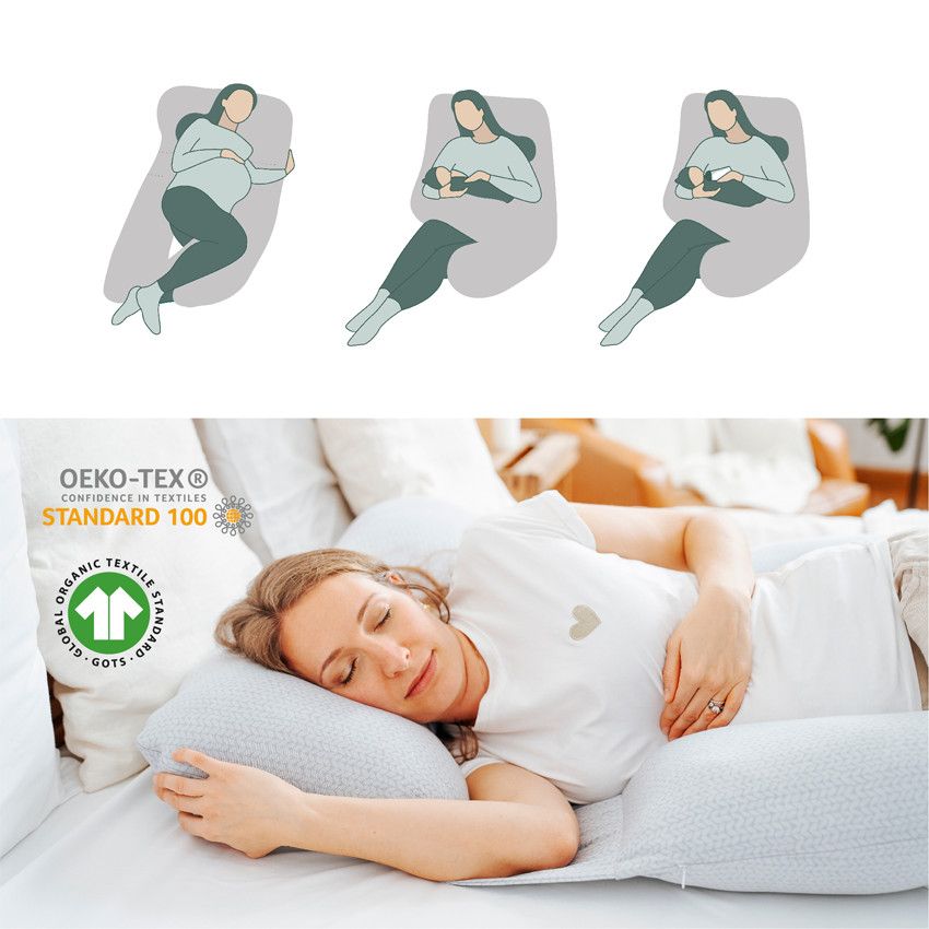 Coussin d'allaitement B.Love XXL - Gris minéral - Ecru