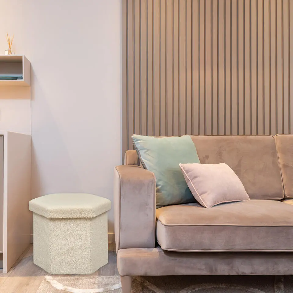 Atmosphera Storage Poef Jako - Opvouwbaar - ivoor wit - H38 cm