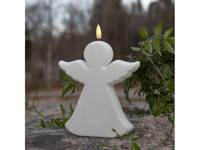 Star Trading LED Grabkerze Flamme Angel, Weiss Künstliche Kerze mit beweglicher Flamme