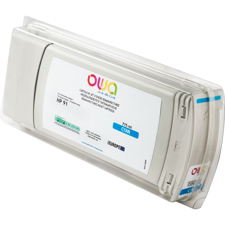 Cartouche d'encre traceur remanufacturée OWA - standard - Cyan - pour HP 91