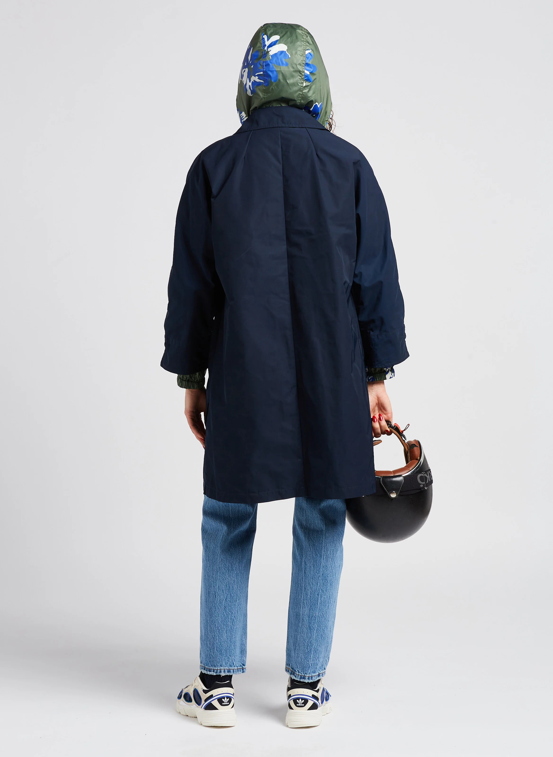 Imperméable mi-long à col tailleur | Bleu