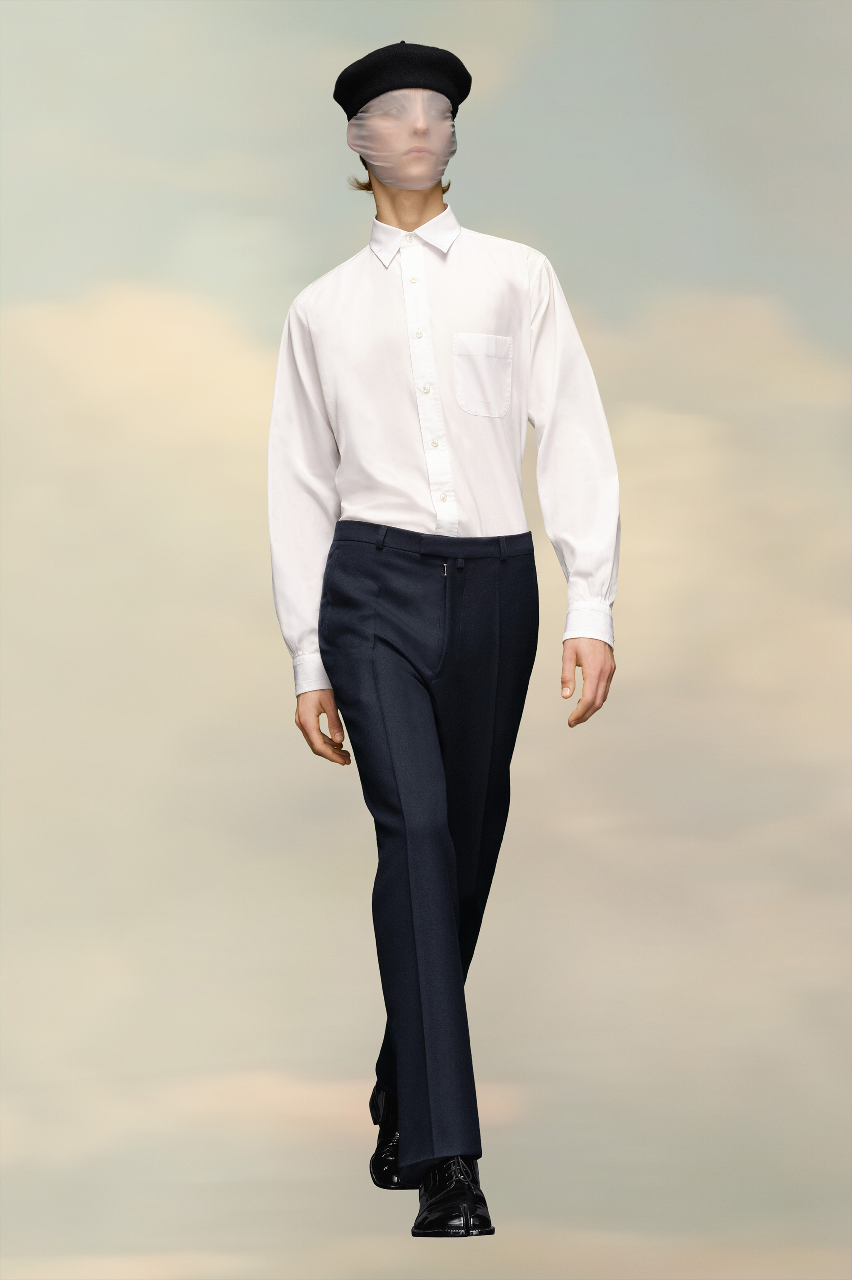 Pantalon plissé en sergé de laine
