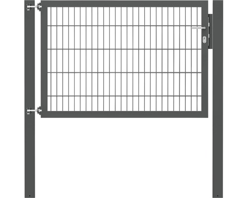 Enkele poort met metalen gaaspanelen, ALBERTS Flexo Plus 8/6/8, 150 x 100 cm, inclusief palen van 10 x 10 cm, antraciet