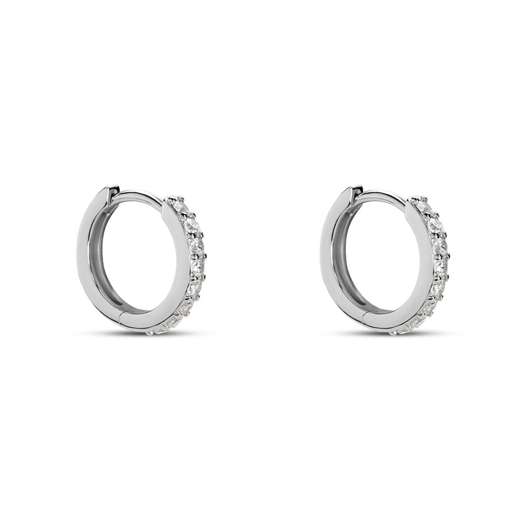 Créoles Jussi Argent Blanc Oxyde De Zirconium