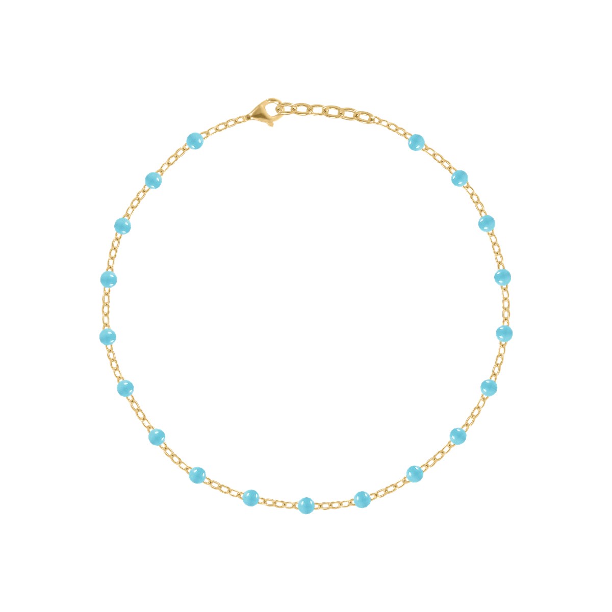 Chaîne de cheville à pierres turquoises en acier plaqué jaune
