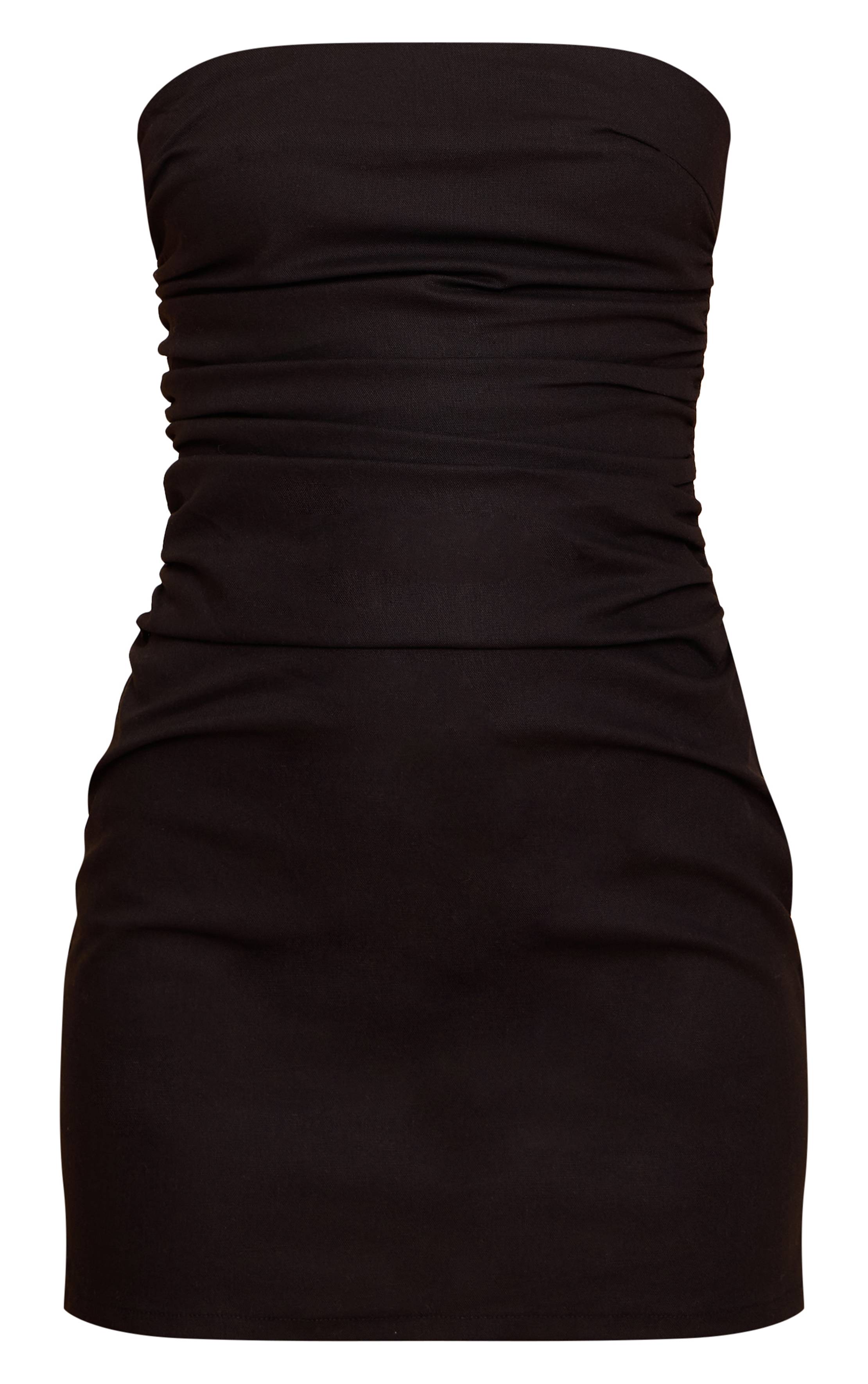 Noir Robe Moulante Mini À Bandeau Froncé