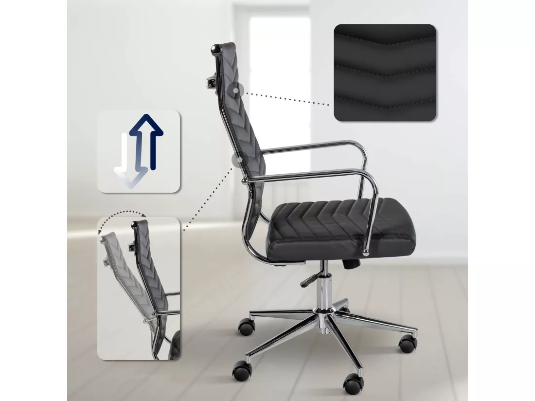 Chaise de bureau - Similicuir - Noir - Canby