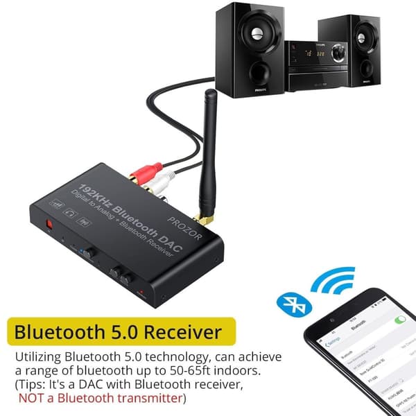Digital til analog konverter 192KHz Bluetooth DAC Stereo