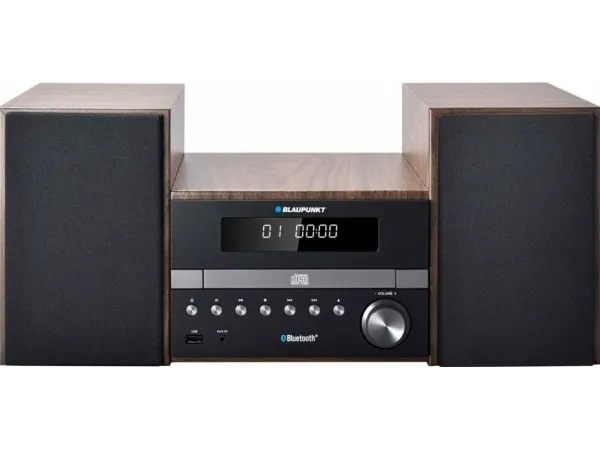 Blaupunkt MS46BT, Home audio micro system, Sort, Træ, 1 kort, 1 diske, Front, 100 W