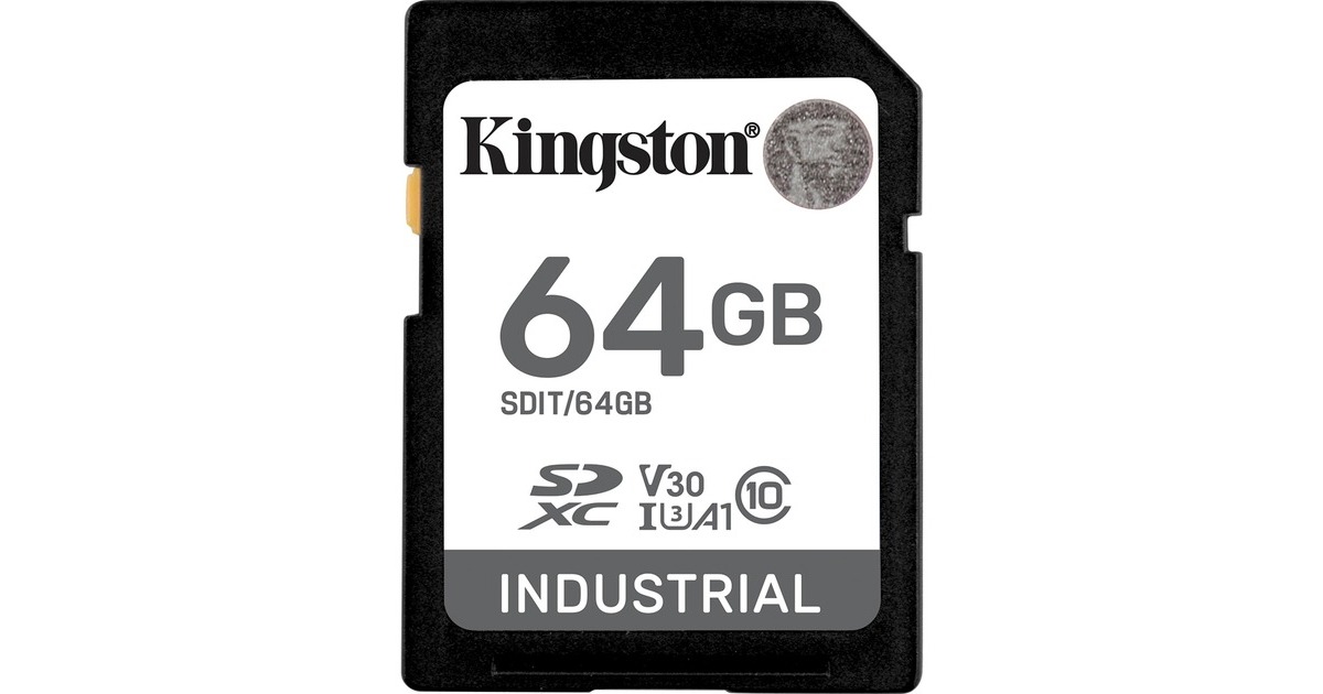 KingstonIndustrial 64 GB SDXC geheugenkaart  (Zwart, UHS-I U3, Class 10, V30, A1)