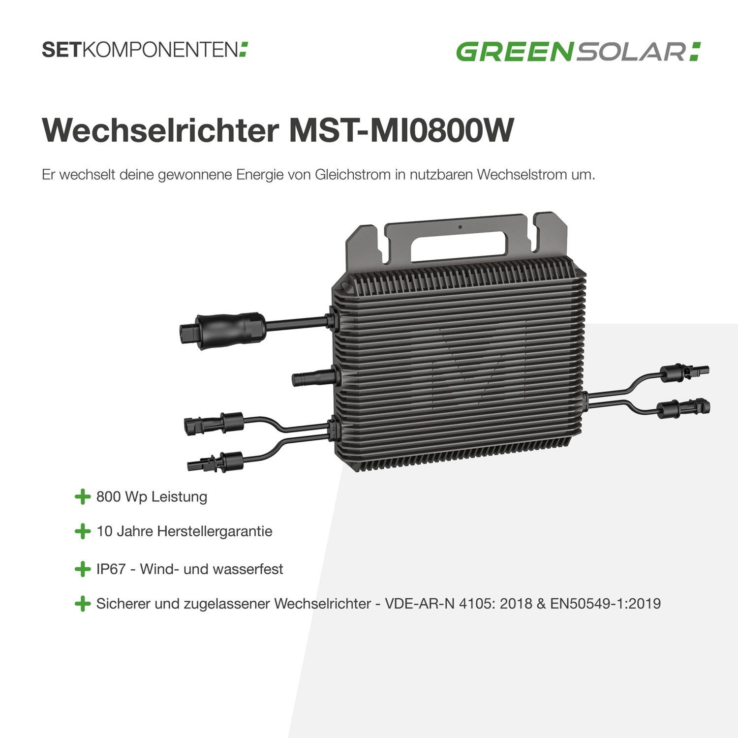 GREEN SOLAR Balkonkraftwerk 900/800 W mit Balkonbefestigung