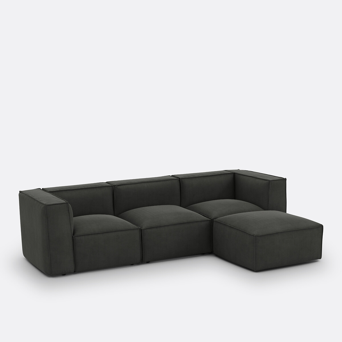 LA REDOUTE INTERIEURS<br>Canto modular de veludo canelado, Sete