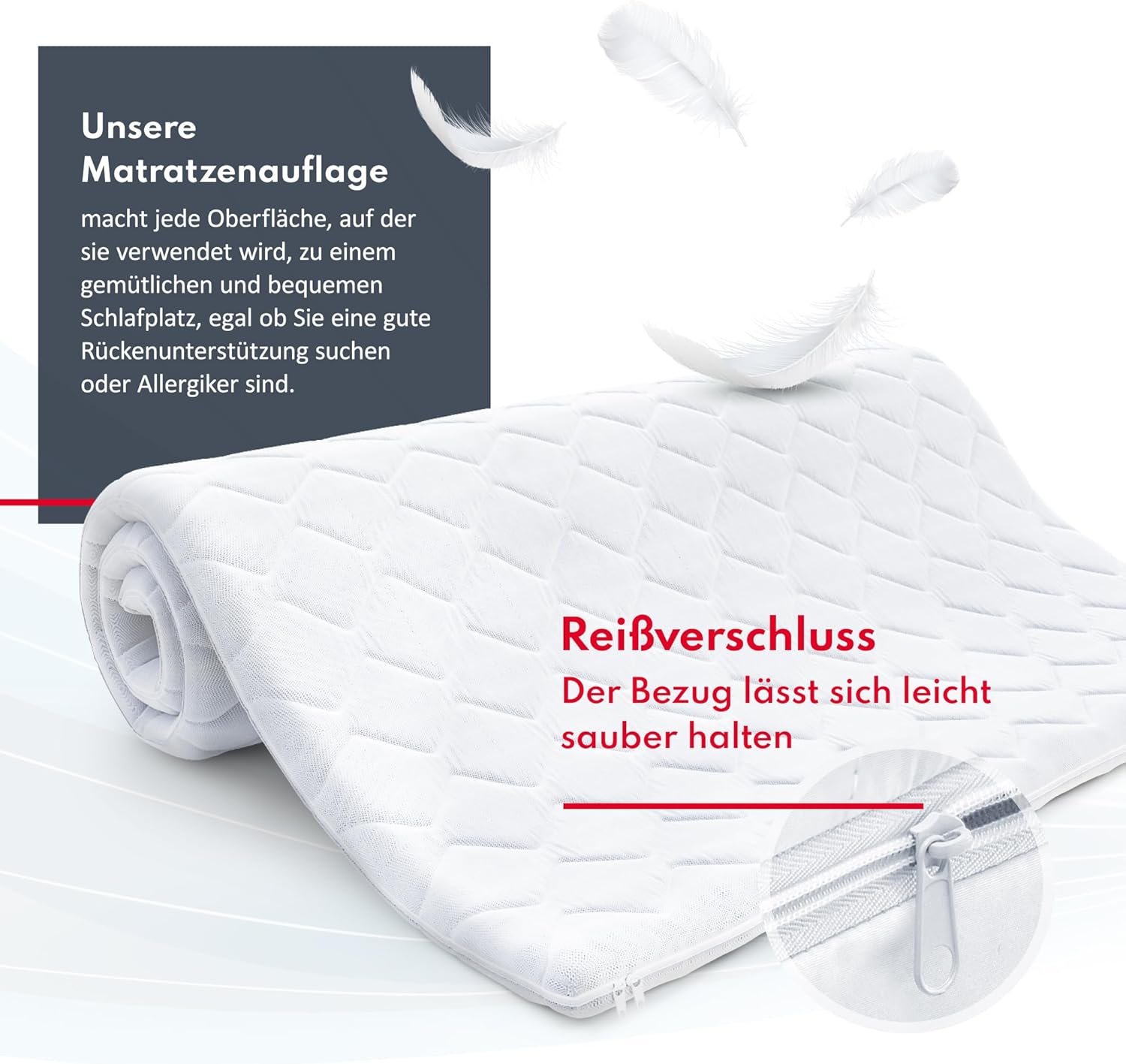 FDM Matratzentopper Malta Latex Matratze Topper 180x200 cm Härtegrad H2 H4 Höhe ca. 8 cm profilierter HR-Schaum Latex Allergiker Geeignet Öko-Tex