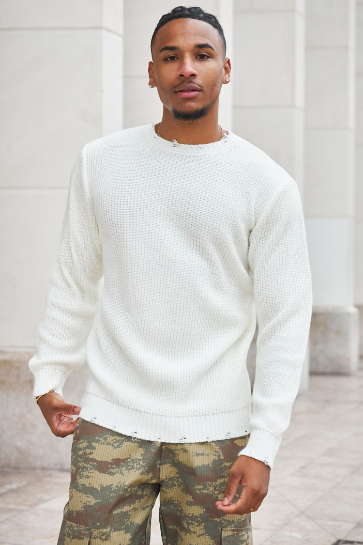 Pull en maille écru
