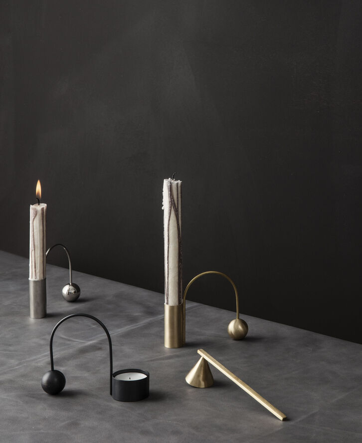 ferm LIVING Balance Candle Holder - Chrome Chrome